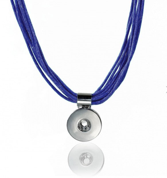 Colgante con collar de cuerdas azul para botón Snap(click)