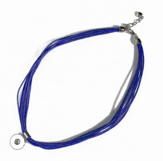 Colgante con collar de cuerdas azul para botón Snap(click)