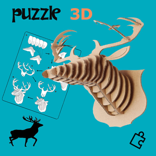 Puzzle 3D cartón Ciervo