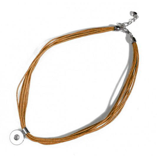 Colgante con collar de cuerdas marrón para botón Snap(click)