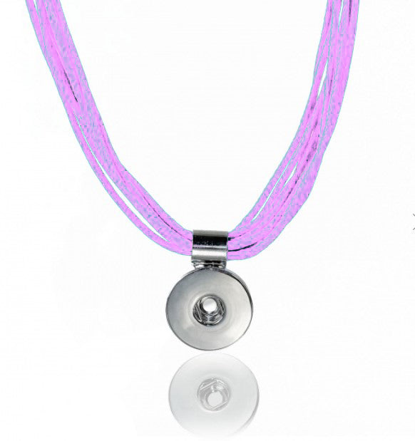 Colgante con collar de cuerdas rosa para botón Snap(click)